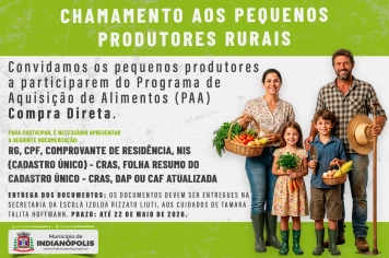 Indianópolis abre inscrições para pequenos produtores no PAA Compra Direta