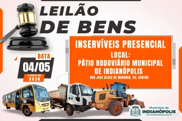 Indianópolis realizará leilão presencial de veículos e maquinários no dia 4 de maio