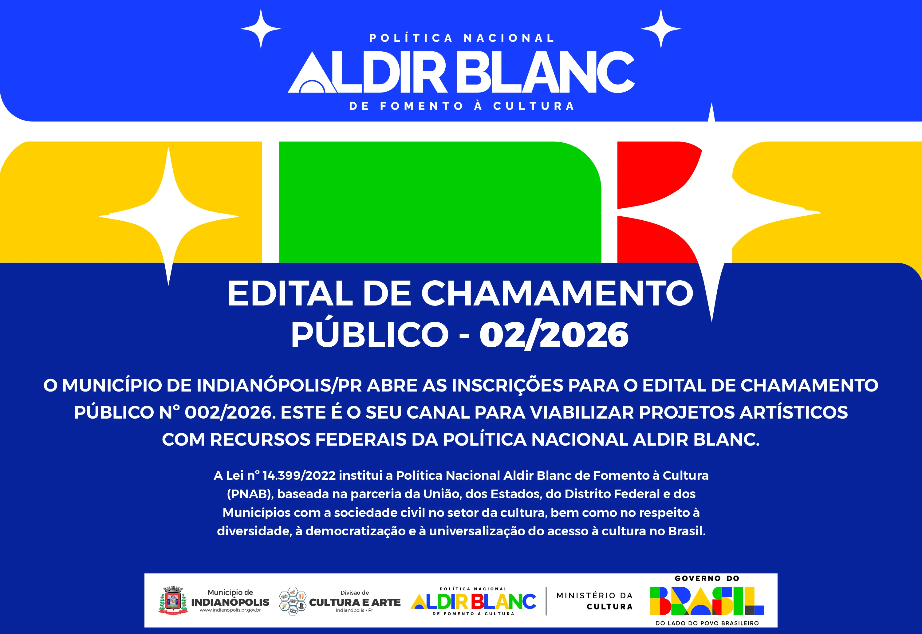 Município lança edital de chamamento público para projetos culturais pela PNAB