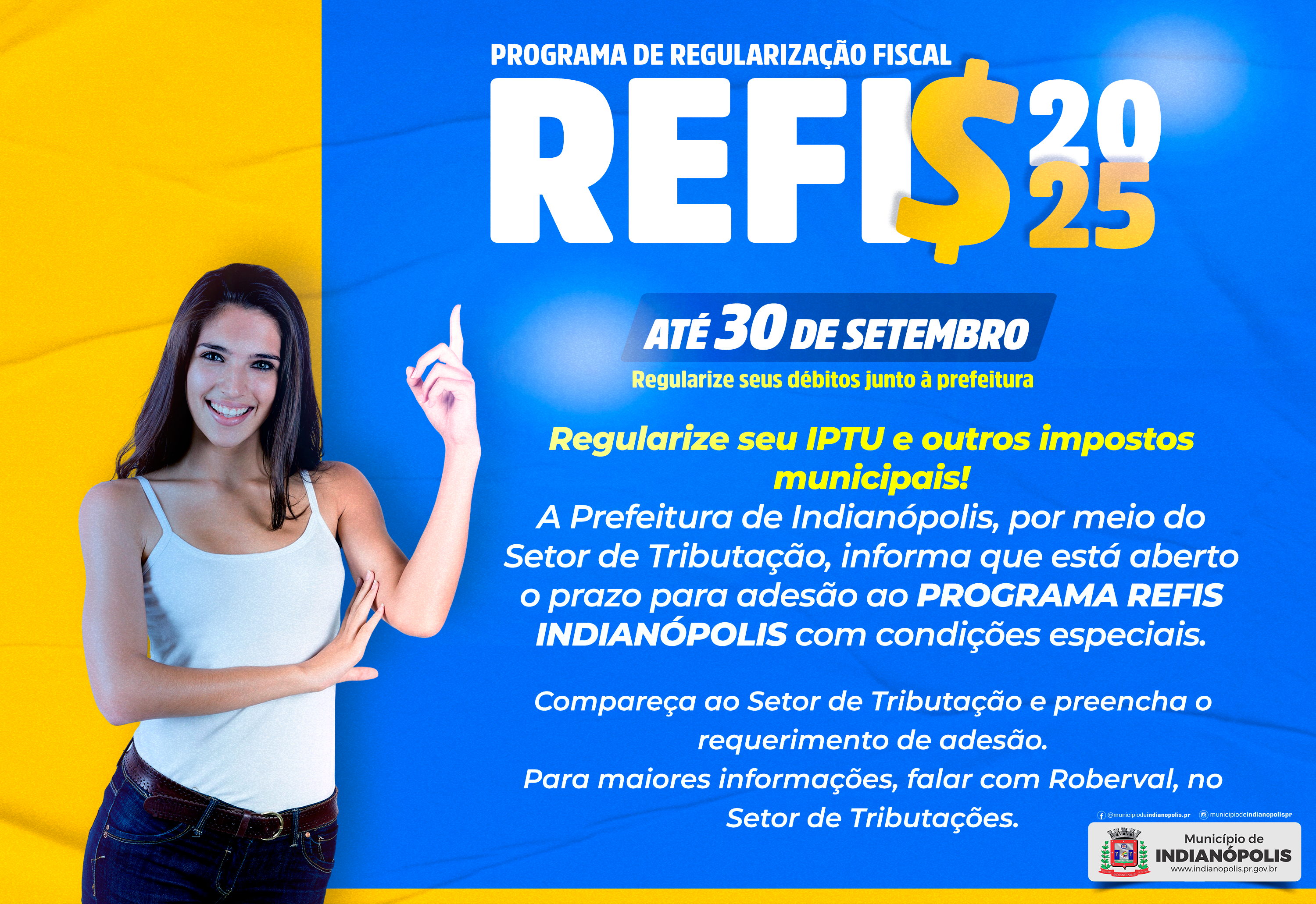 Município de Indianópolis abre prazo para adesão ao Refis Indianópolis 2025
