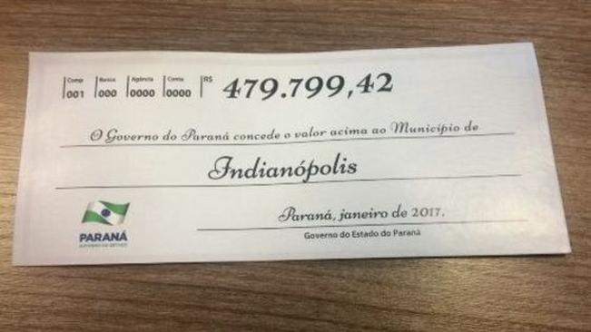 Município de Indianópolis recebe Cota Extra do ICMS